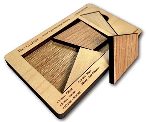 for Puzzle Lovers - The Cruiser - 4 Piece Wooden Brain Teaser - Hard to Buy for Gifts - Made in USA - style: The Cruiser