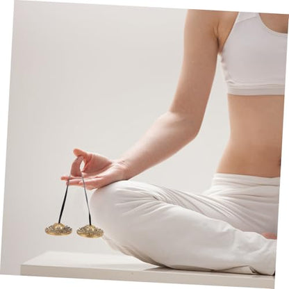 FRCOLOR Brass Cymbal Bell Tibetan Buddhism Percussion Instrument Small Handheld Yoga Meditation Bell for Relaxation and Spiritual Practice