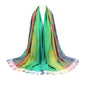 Rave Pashmina Scarf, Fashion Colorful Shawls and Wraps Soft Festival Scarves - color: B-green (Feather Pattern)