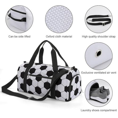 Soccer Ball White And Black Large Capacity Portable Fitness Bag, Easy to Carry - color: Soccer Ball White and Black