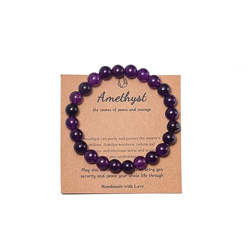 Pingyongchang Stress Relief Anxiety Yoga Bracelet,Mantra Bracelets for Women Natural Crystal Stone Healing Gifts Birthday Gifts for Jade Bracelet for Men - color: Amethyst Crystal