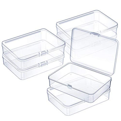 Jetec 6 Pieces Mini Plastic Clear Beads Storage Containers Box for Collecting Small Items, Beads, Jewelry, Business Cards, Game Pieces, Crafts (4.5 x 3.3 x 1.2 Inch) - size: 4.5 x 3.3 x 1.2 Inch
