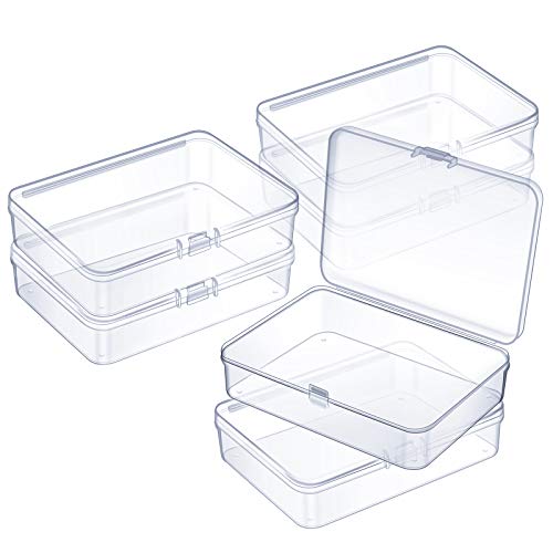 Jetec 6 Pieces Mini Plastic Clear Beads Storage Containers Box for Collecting Small Items, Beads, Jewelry, Business Cards, Game Pieces, Crafts (4.5 x 3.3 x 1.2 Inch) - size: 4.5 x 3.3 x 1.2 Inch