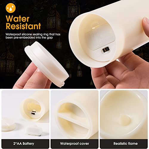 YOROXRG 12 Pack Flameless Candles Battery Operated Waterproof Led Candles (D:2.2" X H:4" 5" 6" 7") Candles with 2 Remotes Contro for Wedding, Party, Birthday - color: 12Pack-Iovry