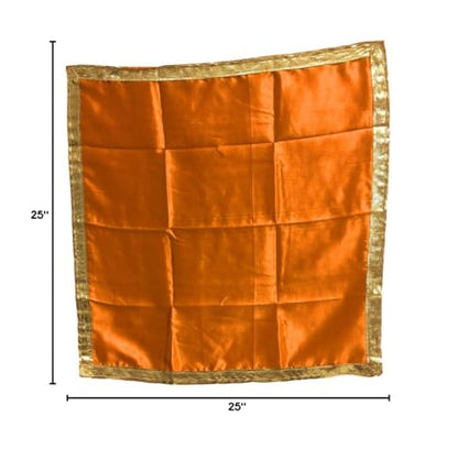 Indian Yoga Meditation Shimmer Sequin Silk Square Prayer Altar Cloth (25" x 25) (Orange Solid) - color: Orange Solid