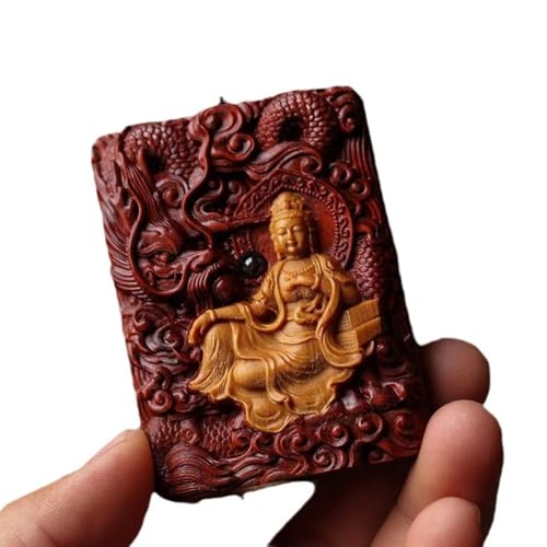 Antique Guanyin Wooden Statue Accents Zen Meditation Wood Sculpture Decor for Living Room Spa Or Yoga Studio Centerpiece Books Living Room Bedroom Ornament