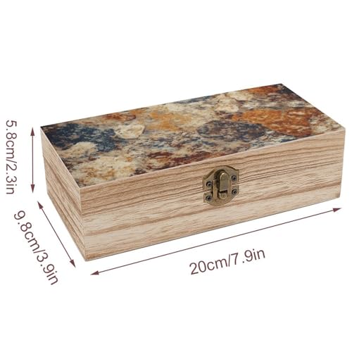 Abstract Granite Wooden Box Souvenir Wooden Storage Box with Lid And Front Clasp Office Desk Organizer Bins Keepsake Boxes Memory Box Jewelry Box Gift Boxes