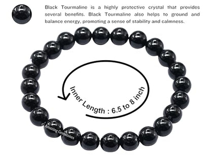 Amazing Gemstone Crystal Bracelet for Women Men's Gifts - Protection Healing Crystal Bracelet - 8mm Gemstone Beaded Stretchable Bracelet Pulseras Para Hombres Mujer Stocking Stuffers Mothers Day Gift (Black Tourmaline) - color: Black Tourmaline