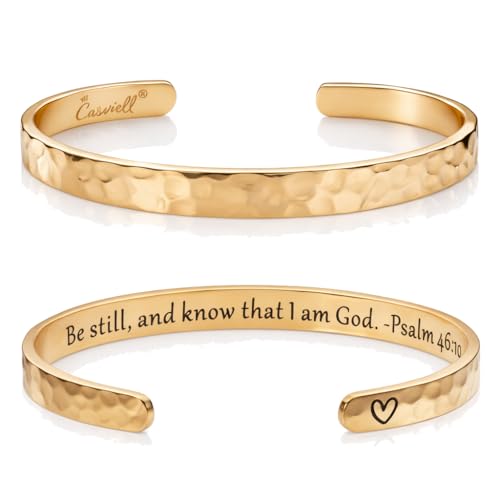 Carviell Bracelet - Gifts for Women – Inspirational, Friendship, Love, Mom, Daughter, Sister, Christian, Graduation, Memorial & Wedding Gifts – 100+ Phrases – Stainless Steel, Gift-Ready - style: CHRISTIAN Gift - Be still, and know that I am God – Psalm 4