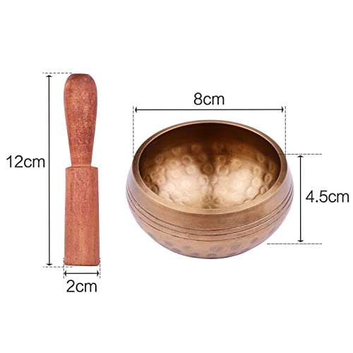 Tibetan Singing Bowl Set with 8cm/3inch Handmade Metal Sound Bowl & Soft Cushion & Wooden r for Meditation Sound Chakra Healing Yoga Relaxation