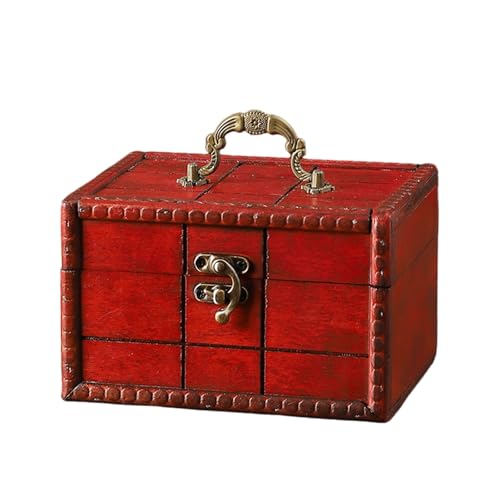 Vintage Wooden Storage Box Portable Handled Organizers Bucolic Wooden Keepsakes Box for Home Decors Jewelry Accessories
