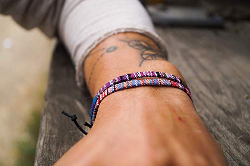 Made by Nami 2 Pcs Boho Surfer Bracelets for Women and Men Waterproof and Adjustable Braided Bracelets Set of 2 for Ethnic Hippie Style - color: Purple & Multi