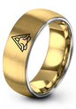Gift for Yoga Fan - Yoga Meditation Ring - Flat Dome Bevel - Band - Men Women - Brushed Polished - Tungsten - Personalized Custom Engraving - 8mm - Anniversary Wedding - Yellow Rose Gold Silver - color: 05 - Yellow Gold Grey Tungsten
