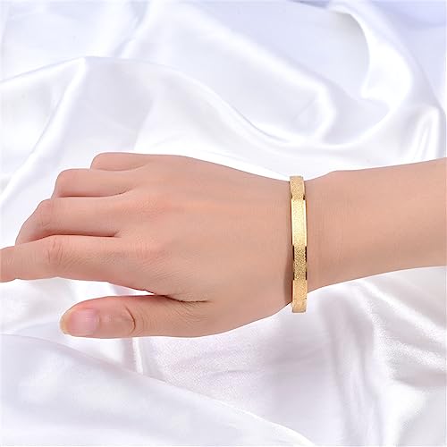 4mm/6mm Wide Simple Bangle Bracelets for Women Stainless Steel Matte Finish Birthday Gift - color: Gold-4mm