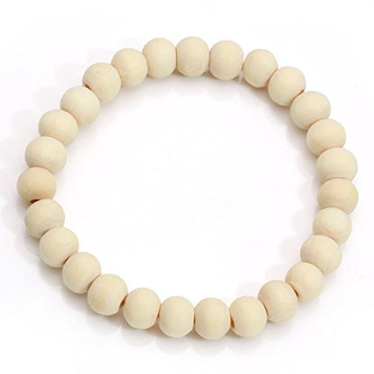 Men Womens 8mm Natural Wood Beads Bracelet for Mala Prayer Meditation Link Wrist…