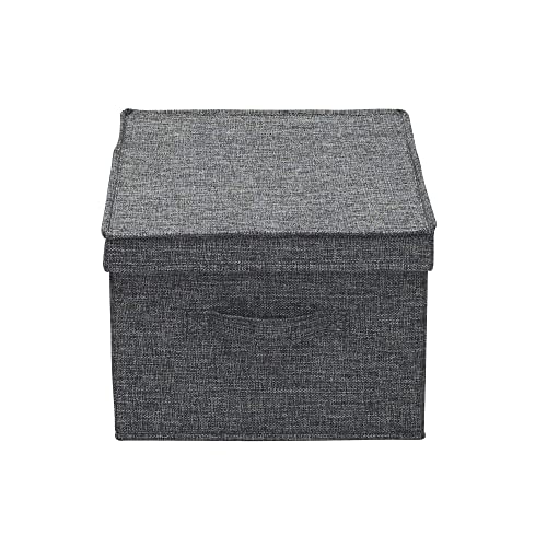 Household Essentials Large Fabric Storage Bins with Lids, Graphite, Set of 2 - color: Graphite
