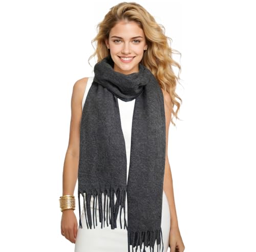 Winter Soft Long Scarf, Pashmina Shawls and Wraps, Warm Large Scarves for Men Women Evening Dress Wedding - color: Grey