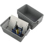 Plastic Storage Baskets Set, Grey, 4 Packs Small Desktop Storage Basket Bin - size: shelf baskets