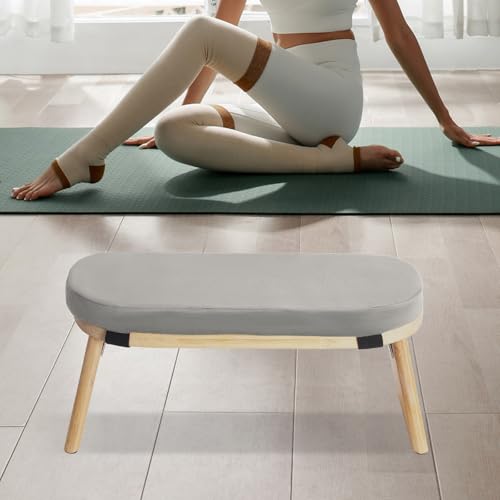 DKSLALALI Meditation Bench, Foldable Ergonomic Bamboo Kneeling Chair with Meditation Extra Soft Cushion Portable Comfortable Meditation Stool Bench for Prayer Kneeler Travel & Yoga - color: Grey