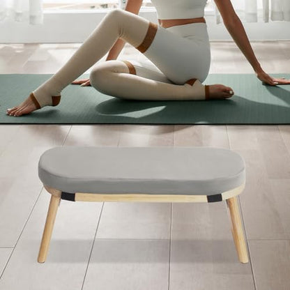 DKSLALALI Meditation Bench, Foldable Ergonomic Bamboo Kneeling Chair with Meditation Extra Soft Cushion Portable Comfortable Meditation Stool Bench for Prayer Kneeler Travel & Yoga - color: Grey