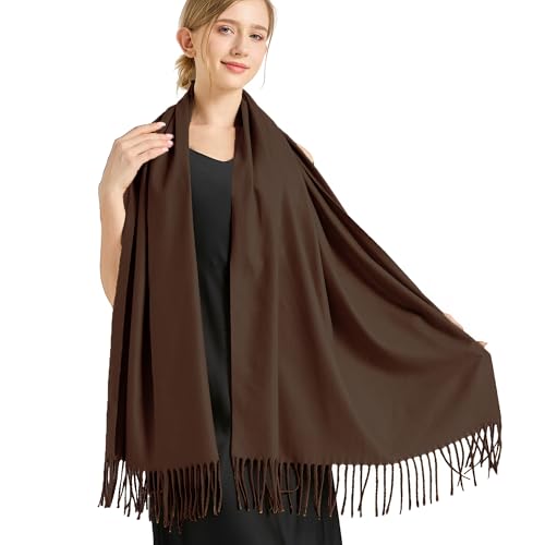 Ciormis Pashmina Scarf for Women, Soft Pashminas Shawls and Wraps for Evening Dresses, Wedding Bride Bridesmaid Shawls Scarf - color: M# Coffee