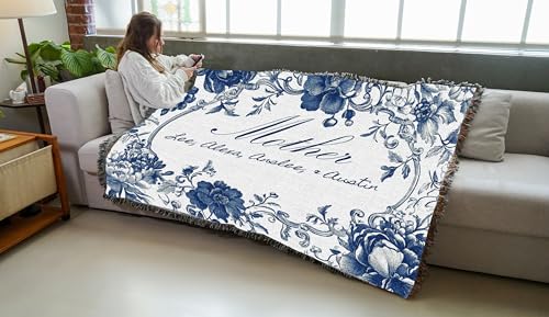 Pure Country Weavers Floral Mother Blanket - Personalized - Custom Gift Tapestry Throw Woven from Cotton - Made in The USA (72x54) - color: Floral Mother Blanket