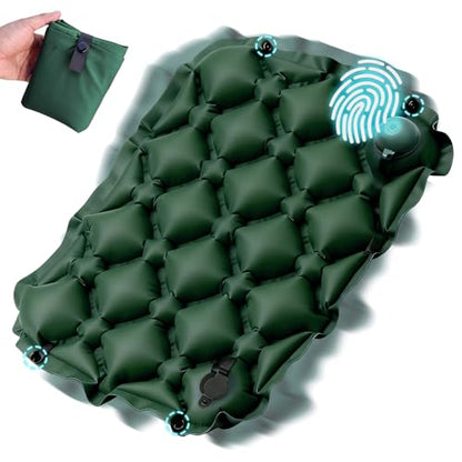 Sekey Inflatable Seat Cushion with Press Valve -2in Thick Airplane Seat Cushion, Ultra Portable & Lightweight, for Long Flights, Stadium, Camping, Office, Car Travel-Forest Green