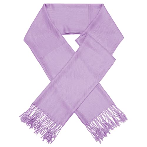 Glory Max Women Large Soft Silky Pashmina Shawl Wrap Scarf in Plain Solid Colors - color: Lavender