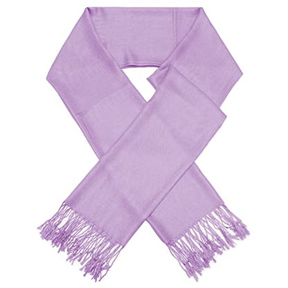 Glory Max Women Large Soft Silky Pashmina Shawl Wrap Scarf in Plain Solid Colors - color: Lavender