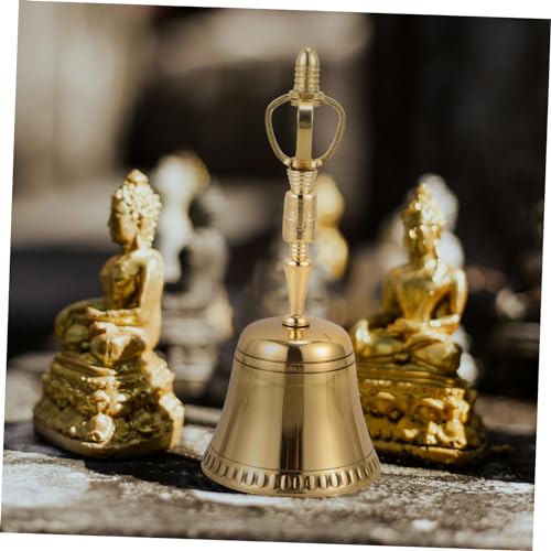 VICASKY Hand Bell Copper Instrument for Buddhist Prayer and Meditation Elegant Design Tranquil Sound for Home Decor and Spiritual Practices