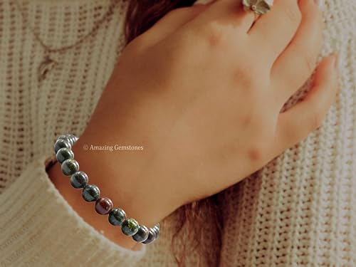 Amazing Gemstone Crystal Bracelet for Women Men's Gifts - Protection Healing Crystal Bracelet - 8mm Gemstone Beaded Stretchable Bracelet Pulseras Para Hombres Mujer Stocking Stuffers Mothers Day Gift (Dragon Bloodstone) - color: Dragon Bloodstone