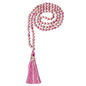 COAI OM Charm Hand Knotted Tassel 108 Mala Beads Necklace - color: Rhodonite, size: 8mm