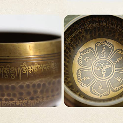 Singing Bowl Sound Bowl Yoga Meditation Meditation Bowl Sanskrit Bowl Copper Chime Bowl Ornament for Meditation Relaxation，12.4cm - size: 12.4cm