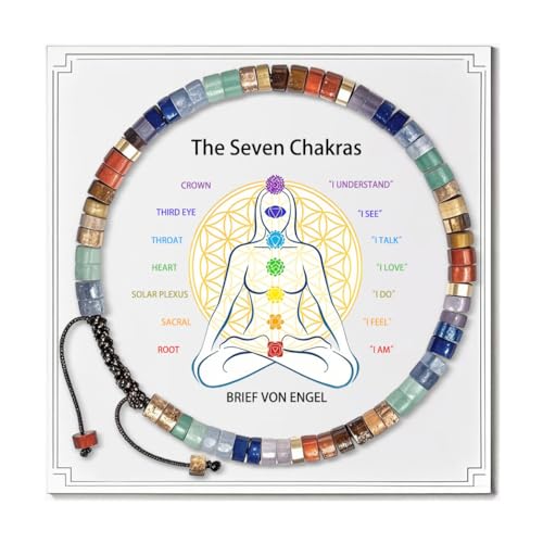Chakra Bracelets for Women, Healing Crystals Stones Bracelet, 7 Chakras Spiritual Crystal Bracelet Bangle, Yoga Meditation Relax for Womens Anxiety, Stress Relief Gifts For Women - color: Rainbow