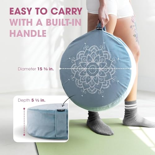 Yes4All Meditation Cushion, Floor Pillow Foam Zafu Buckwheat, Mandala Pattern Yoga Meditation Bolster Pillows, Floor Cushions