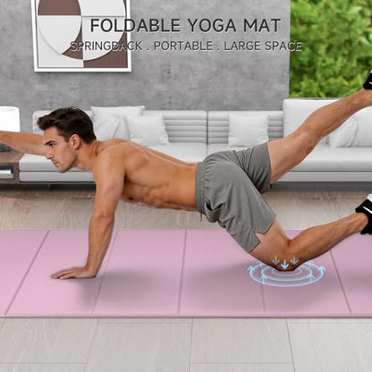 7-Fold Yoga Mat 74"x31" - 0.31 Inch Thick Folding Exercise Mat, Extra Wide Non-Slip POE Mat for Travel, Storage, Yoga, Pilates, Meditation & Home Gym, Lightweight & Portable