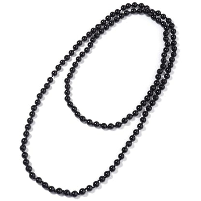Beaded Necklace Hand Knotted for Woman - color: Black Agate