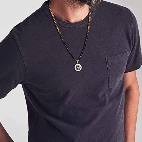 COAI Tree of Life Necklace 108 Mala Beads, Women's Men's Beaded Necklace, Japa Mala for Yoga Meditation 6mm - style: Obsidian & Tiger Eye