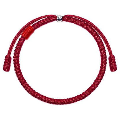 LAMIBEE Original Tibetan Bracelet Black Red and Multicolor Buddhism Handmade Knot Lucky Rope Bracelet Friendship and Couple Bracelet - color: Dark Red Protection