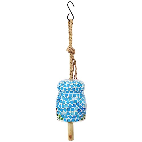 Sunnydaze Spring Flowers Wind Bell - Mosaic Glass Wind Chime Bell for the Patio, Deck, or Porch - 7"