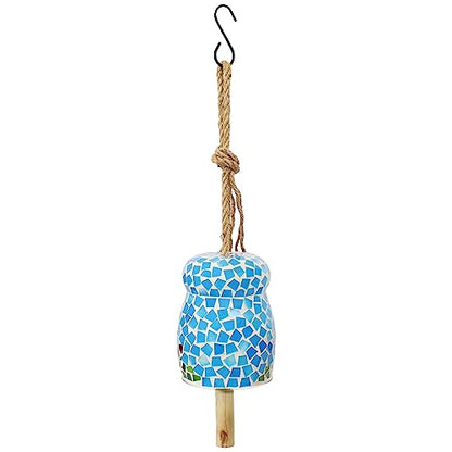Sunnydaze Spring Flowers Wind Bell - Mosaic Glass Wind Chime Bell for the Patio, Deck, or Porch - 7"