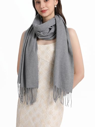 Pashmina Shawl and Wraps for Evening Dresses Resemble Cashmere Scarf for Women Wedding Winter Warm Shawls - color: Gray