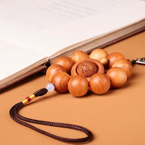 Antique Bead Wooden Statue Accents Zen Meditation Wood Sculpture Decor for Living Room Spa Or Yoga Studio Centerpiece Books Living Room Bedroom Ornament