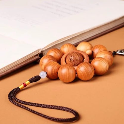 Antique Bead Wooden Statue Accents Zen Meditation Wood Sculpture Decor for Living Room Spa Or Yoga Studio Centerpiece Books Living Room Bedroom Ornament