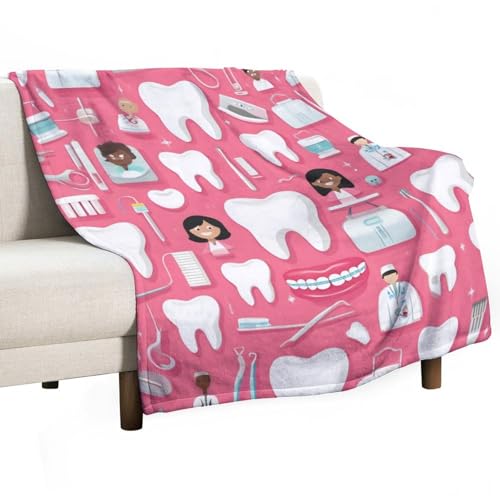 Fashion Bed Sofa Couch Cover, Unisex Blanket, Teeth Dental Seamless Pattern Pink Lightweight Flannel Blanket - color: Color294, size: 30"x40"