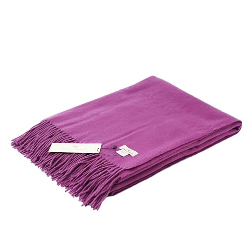 CUDDLE DREAMS Premium Cashmere Throw Blanket with Fringe, Luxuriously Soft (Plum) - color: Plum