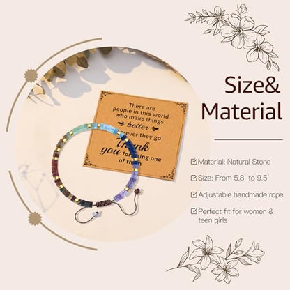 Thank You Gifts for Women: Teacher Appreciation Office Gifts for Coworkers Employee Boss Lady Manager Colleague Natural Stone Bracelet - color: Rainbow II-BETTER