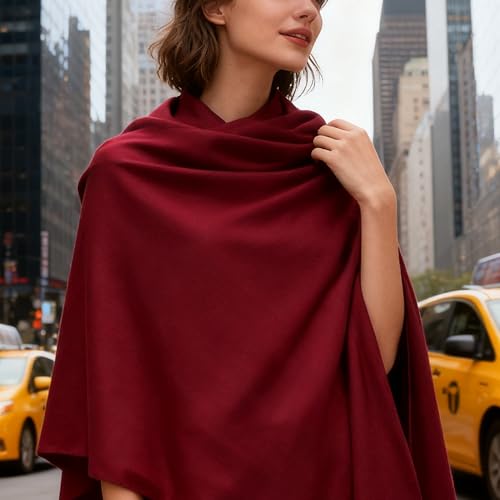 Thin Fashion Scarves for Women Spring Summer Sunprotection Lightweight Large Scarf Shawls Fall Neck Warm Wraps - color: Wine Red-thin