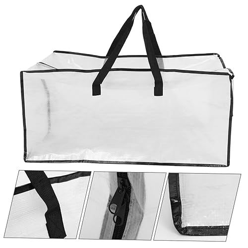 BESTYASH Multi-functional Storage Bag for Clothes Comforters and Blankets Heavy-duty Portable Moving Bag with Zipper and Strong Handles Capacity Semi-transparent Design