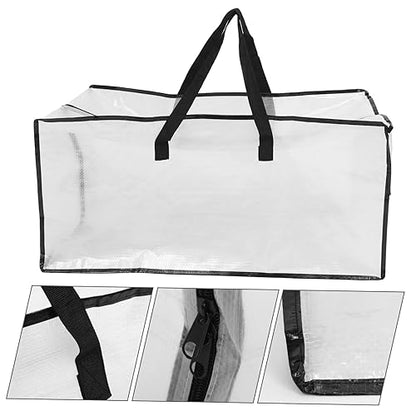 BESTYASH Multi-functional Storage Bag for Clothes Comforters and Blankets Heavy-duty Portable Moving Bag with Zipper and Strong Handles Capacity Semi-transparent Design